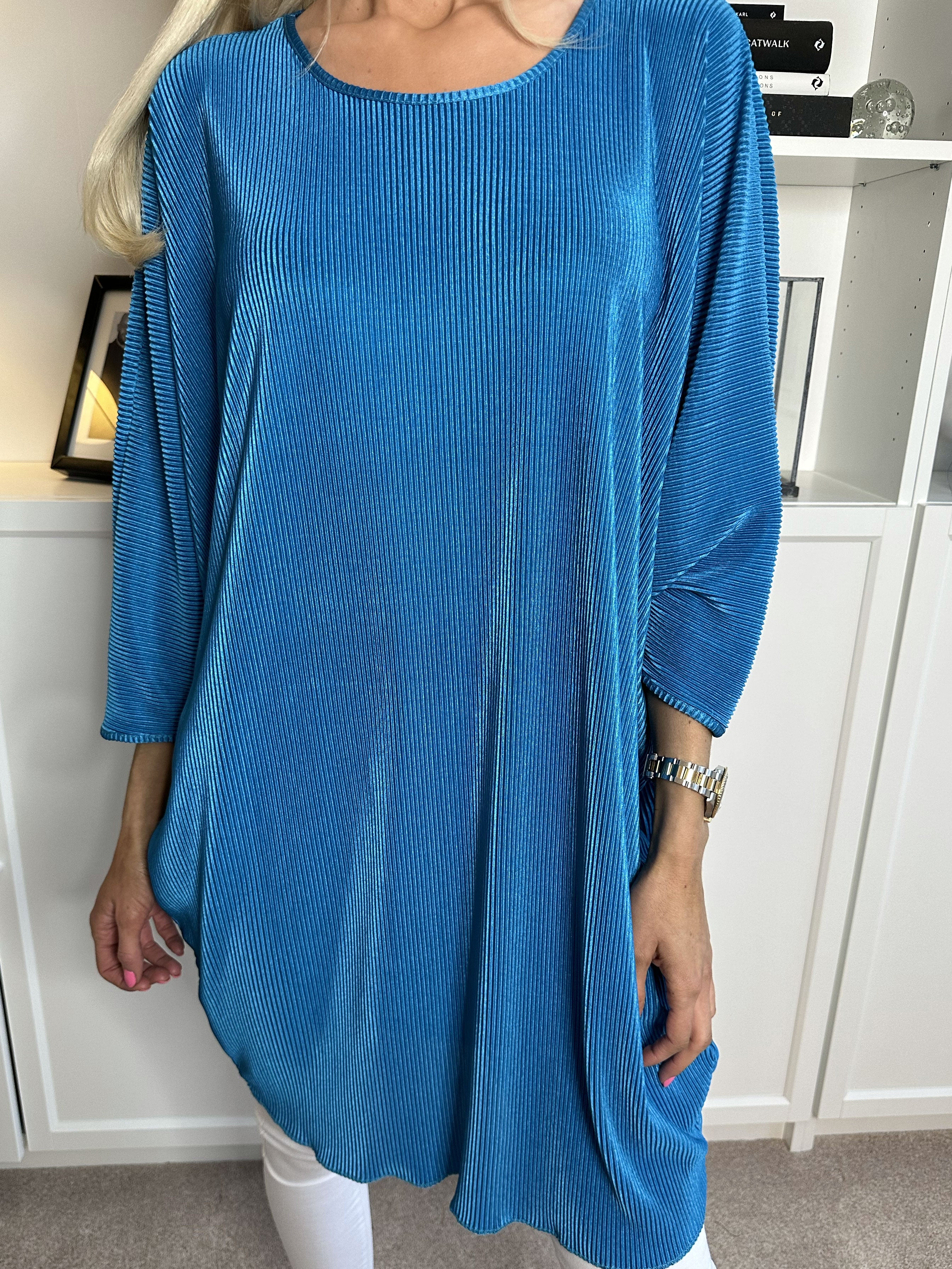 Elnora - Rillet tunika med flagermusærmer